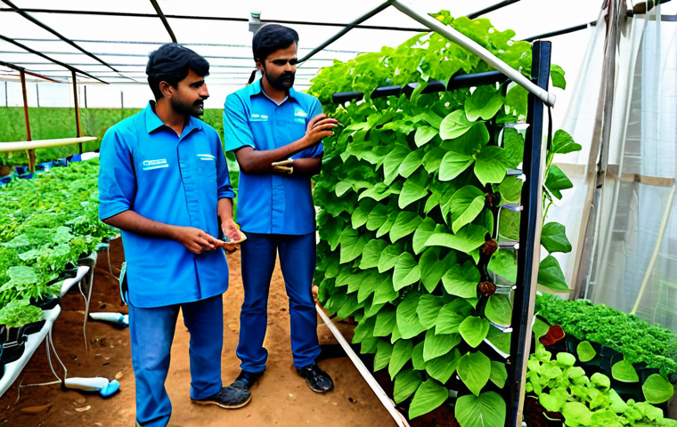 도시농업 도시공간과의 융합 - Rooftop urban farm in Delhi, showing various vegetables like gourds and cucumbers growing in contain...